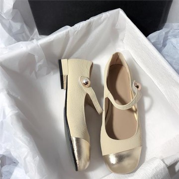 森嶼海巷 2025小眾設計韓版甜美絲綢羊皮小香風瑪麗珍鞋復古單鞋