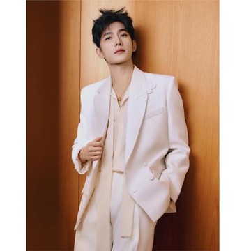 楊洋明星同款男士白色西裝立體花朵設計感韓版秋季休閑西服外套男