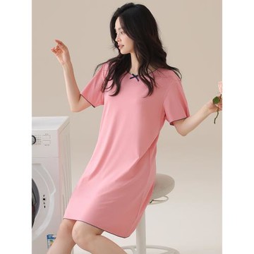 少女睡裙女夏季莫代爾純棉短袖女款睡衣裙子夏天可愛連衣裙可外穿