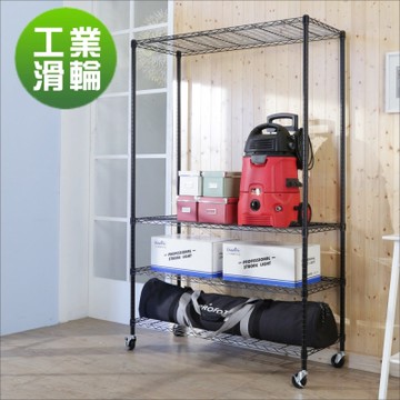 BuyJM黑烤漆120x45x190cm鎖接管四層架附工業輪/波浪架-DIY