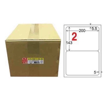 【龍德】LONGDER 三用電腦標籤 A4 2格 圓角 143*200mm 白色 1000張/箱 LD-861-W-B(適用雷射、噴墨、影印)