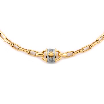 CHARRIOL 夏利豪 LINKED UP 七夕情人節主打款 鎖頭造型鋼索項鍊(08-104-1284-1)