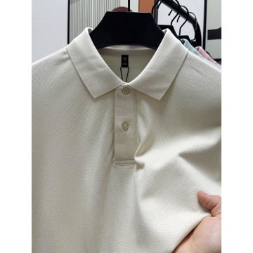 高端絲光棉polo衫男士短袖T恤2025夏季新款休閑粉色長絨棉半袖衫