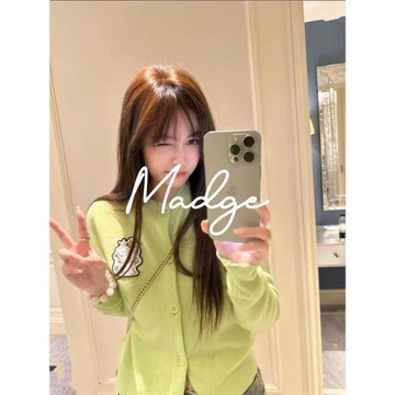 薄荷曼波S.androMadge北歐軟綿羊毛針織衫開衫25早春清新卡通毛衣