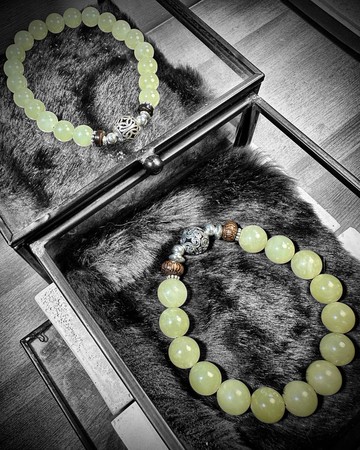 和田 黃口料 銀製手串