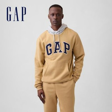 【GAP】寬鬆Gap Logo連帽運動衫-陶斯灰褐色(887220)