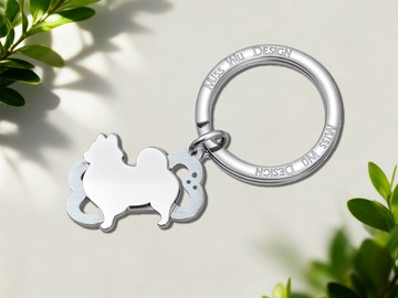口袋裡的小狗狗-不鏽鋼博美狗鑰匙圈