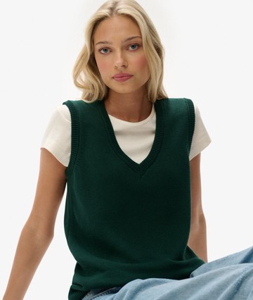 Superdry Women's Athletic Essentials Knitted Tank Top Green Size: 12