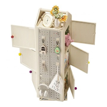 AOTTO 創意傢俱 小屋洞洞板置物旋轉收納書架 AC-217  奶油色  35 x 35 x 119cm  3層