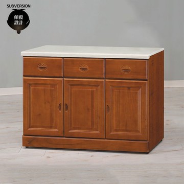 【顛覆設計】盛克實木樟木色4尺石面餐櫃下座