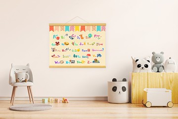 不織布掛畫 兒童  快樂學ABC 壁飾 裝飾 海報