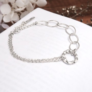ART64 純銀 方扭甜圈 925純銀手鍊 19週年紀念設計 女生手鍊