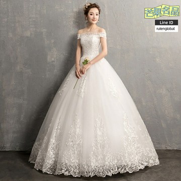 【顯瘦夢幻】新娘婚紗 輕婚紗 韓版婚紗 森系婚紗 一字肩齊地款 簡約顯瘦設計 孕婦可穿 旅拍婚禮主紗