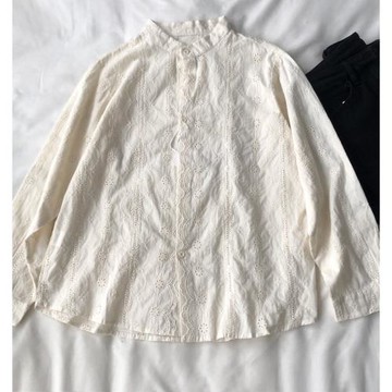 外貿尾單女裝清倉處理重工繡花長袖襯衫文藝百搭休閑寬松襯衣上衣