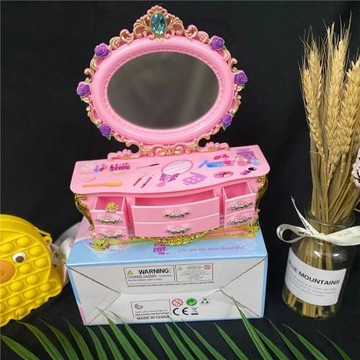手工店公主風梳妝臺化妝鏡兒童音樂盒首飾飾品盒八音盒收納盒擺件