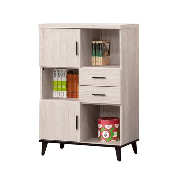 【唯熙傢俱】凱熙橡木白2.7尺收納櫃