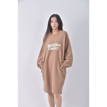 (XL) luck字母棕色洋裝二手衣