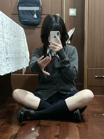 JK毛衣開衫外套女秋冬季日系學院風製服校供感深灰長袖針織上衣【雲木雜貨】