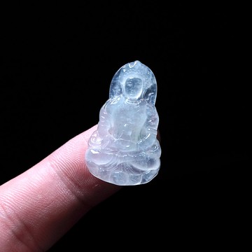 放光冰種翡翠精雕渡母 | 天然緬甸玉翡翠A貨 | 送禮