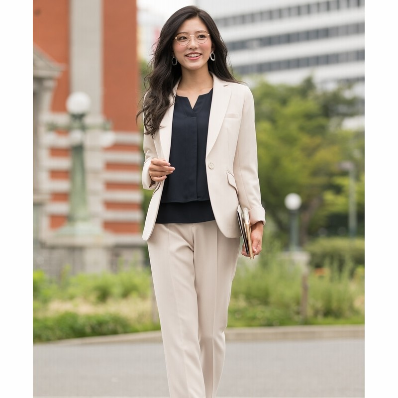 レディーススーツ 洗えるウール調９分丈テーパードストレッチパンツスーツ テーラードジャケット パンツ 通販 Lineポイント最大get Lineショッピング