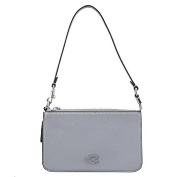 COACH CJ797 經典C LOGO拉鍊肩背小提包.灰藍