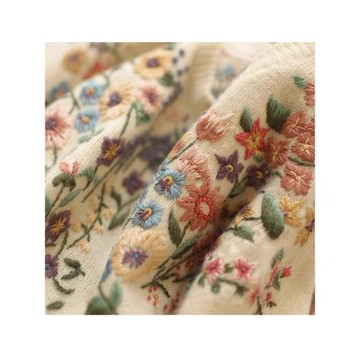 一線大品牌清倉撿漏復古慵懶風米色提花針織開衫毛衣外套女秋冬