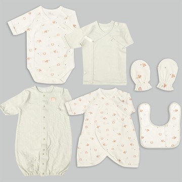 akachan honpo - 新生兒用品6件組-綠色