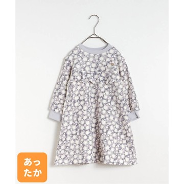 日本 apres les cours - 溫暖刷毛滿版歐風印花洋裝-水彩小花-淺紫