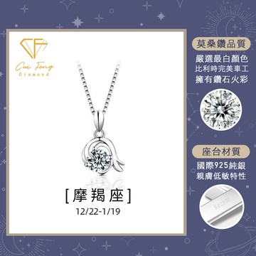 莫桑鑽【摩羯座】星座系列 1克拉純銀項鍊