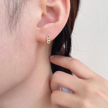│簡約│迷你鎖鏈 • 耳針耳夾 • 純銀耳環 • 可碰水 抗過敏