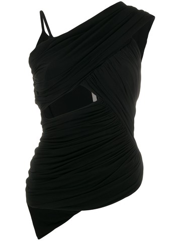 Rick Owens - asymmetric wrap top - women - Spandex/Elastane/Cupro - 40 - Black