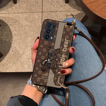 適用OPPO Reno14手機殼Reno13皮質感Reno12外殼腕帶款Reno11機械熊Reno10pro+斜挎掛繩9SE保護套876543潮版女