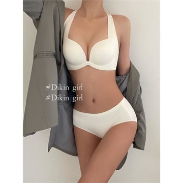 前扣文胸無鋼圈聚攏小胸顯大性感胸罩交叉美背掛脖無痕內衣套裝女