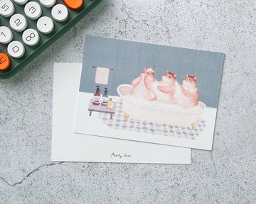 【三隻洗澡貓】 明信片 |柔軟又毛茸茸的小日子系列