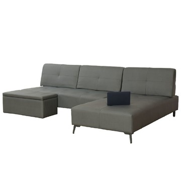 【UHO】瑞德曼-貓抓皮L型沙發+收納腳椅02米