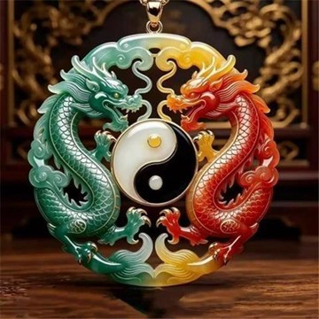 紫南宮過爐開光🙏🏻8月初更新-雙龍太極原創品屬龍雙龍設計項鍊吊墜禮物送長輩精雕手工國潮風格 OQOA