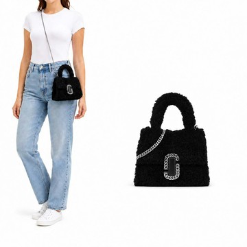 MARC JACOBS TEDDY ST. MARC 泰迪翻蓋兩用鍊條包-迷你/黑