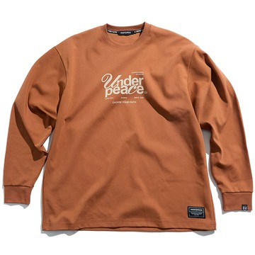 UNDER PEACE 25AW MIX LOGO / DOUBLE KNIT LS TEE 雙面熱感 長T (棕色)