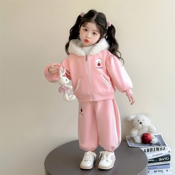 【中小女童】卡通小狗刷絨運動套裝