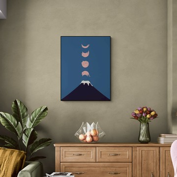 藝術掛畫｜ilovedoodles｜貓咪地景-73-月亮變成貓 - 單買相紙