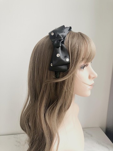 原創手工編織黑色絲緞氣質簡約時尚百搭髮箍發飾配飾