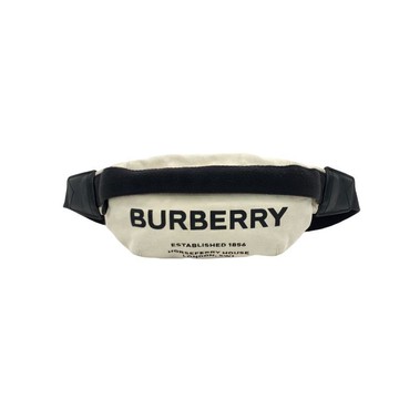 burberry白色帆布logo腰包