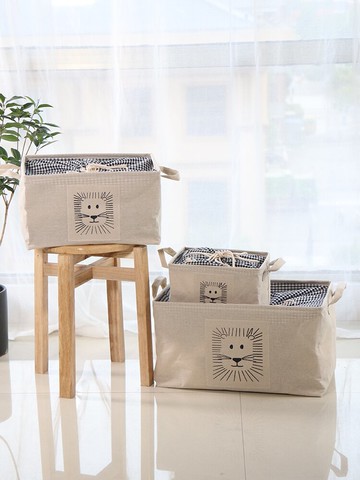 北歐折疊束口雜物收納筐家居布藝臟衣籃玩具內衣整理儲物筐置物框