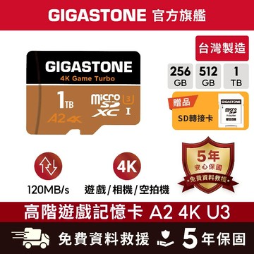 【GIGASTONE】資料救援記憶卡A2 U3 1T/512G｜台灣製造microSD/512GB/1TB/Switch