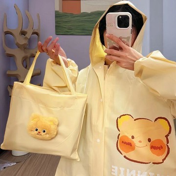 🌟臺灣出貨🌟黃油小熊人車分離可愛女款一體式加長女生單人爬山電動車騎行 機車雨衣 一件式雨衣 雨衣一件式
