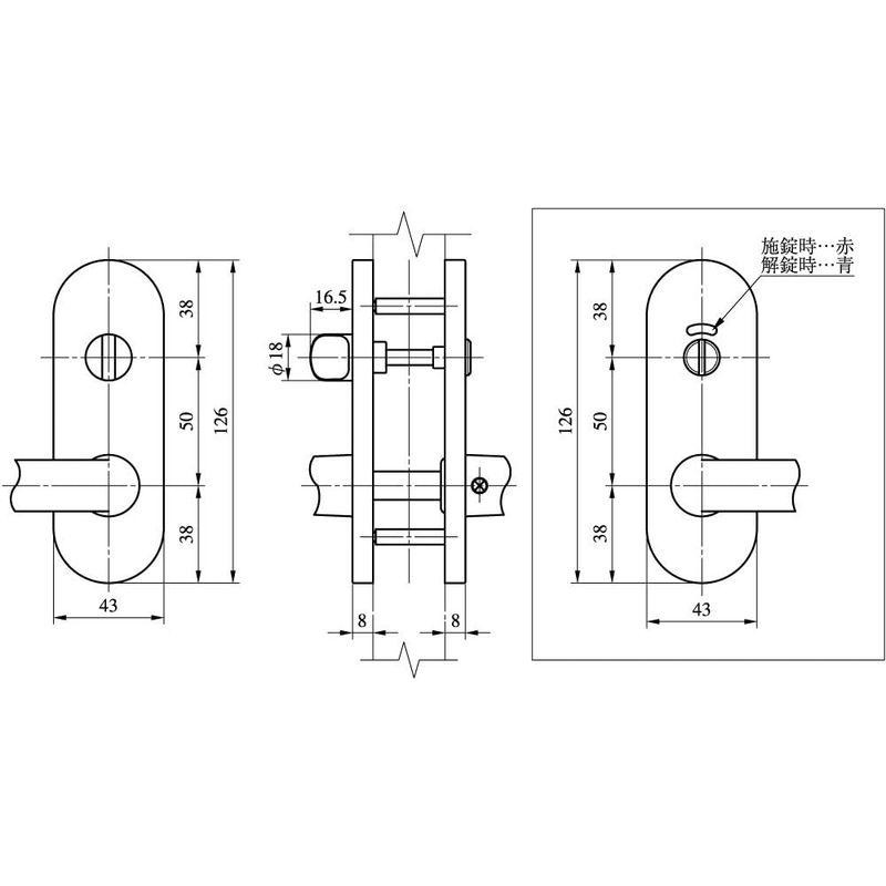 美和ロック ZLT902-8 室内用レバーハンドル トイレ錠 ブロンズ 0150