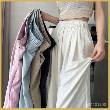 爆款熱推💖全臺免運 女童夏季褲子薄款冰絲褲皺褶女孩闊腿褲2025新款中大童寬鬆山本褲 ISZQ