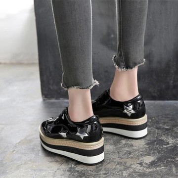 厚底香港英倫風系帶內增高松糕鞋