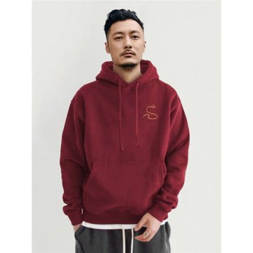 倉石一樹潮牌連帽衛衣男士2025蛇年秋冬本命年酒紅色加厚加絨衣服