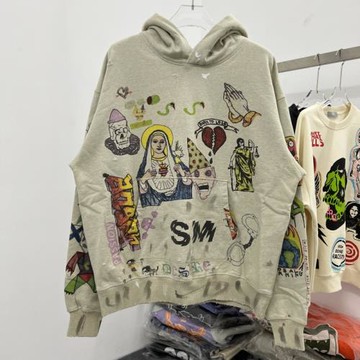 ReadyMade Saint Michael辛普森手繪涂鴉男女衛衣復古破洞帽衫